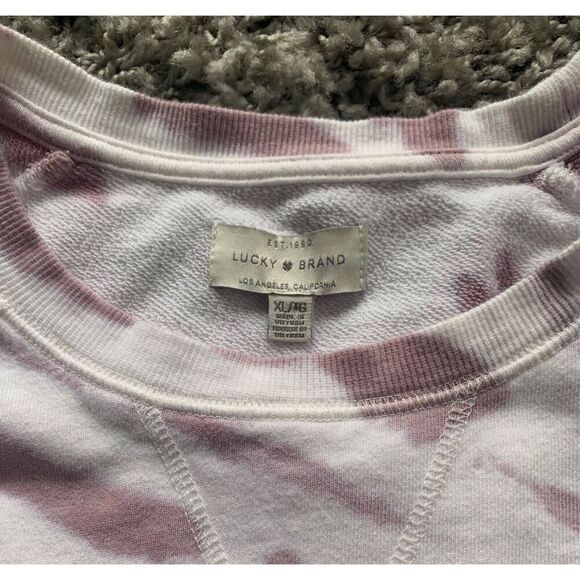 NWT Lucky Brand BOHO Pink White Tie Dye Crew Neck Pull Over Sweatshirt sz XL - Picture 4 of 5